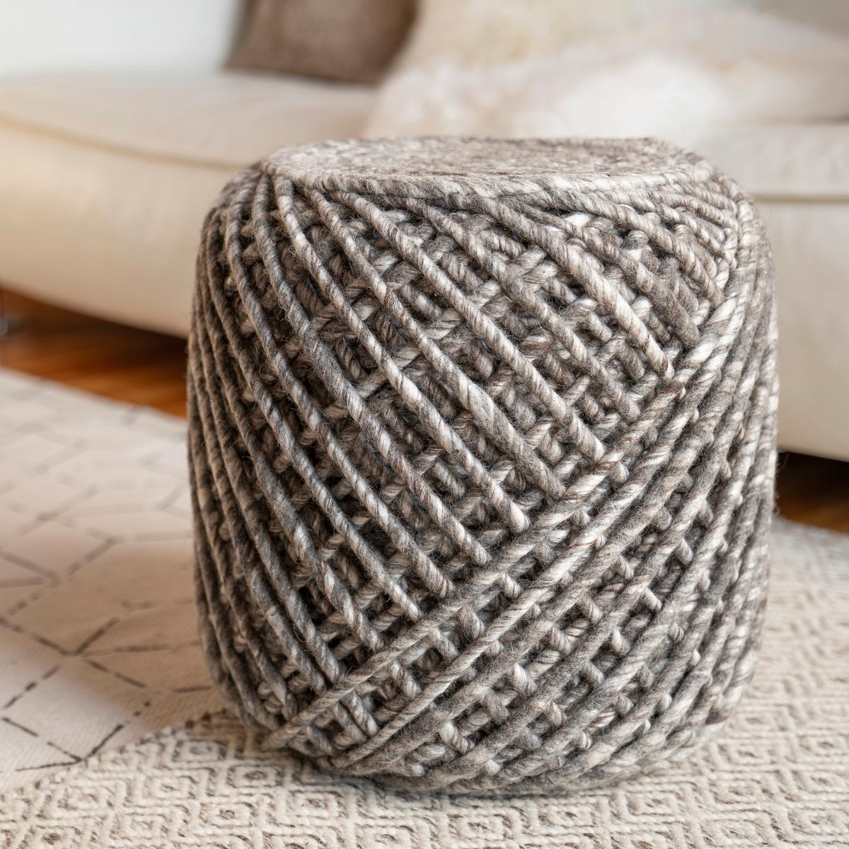 POUF POUF ROYAL - Taupe, Trend, Textil (40/40cm) - Obsession