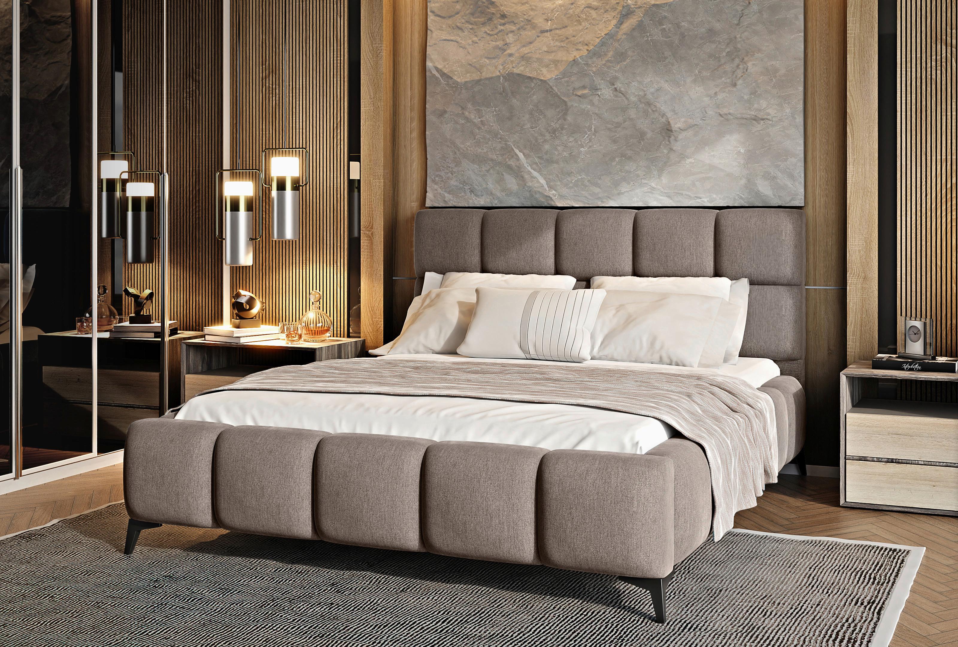 Polsterbett Mist Beige Lf: 180x200 cm - Beige/Schwarz, MODERN, Holz/Textil (180/200cm) - MID.YOU