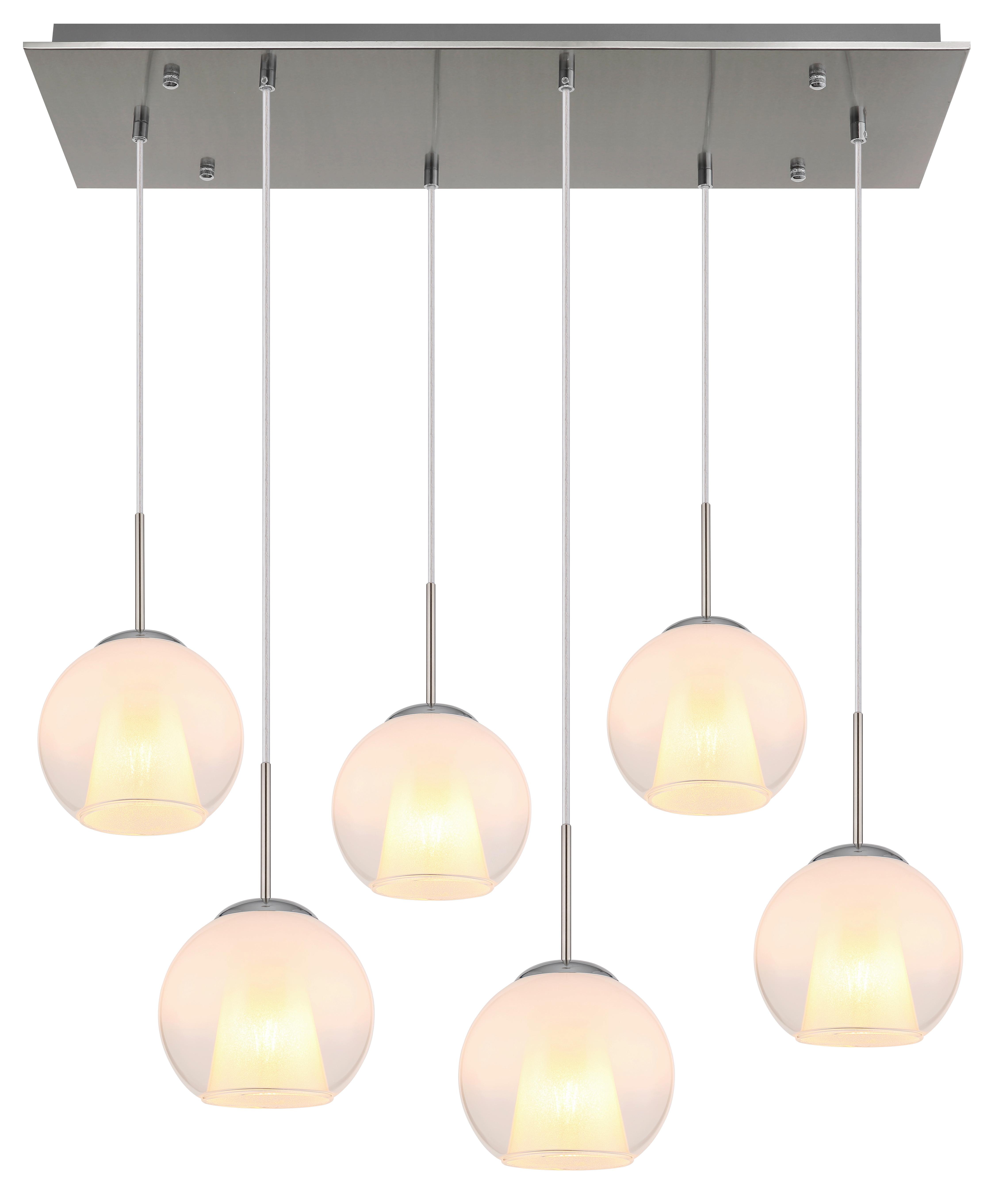 Hängeleuchte Exkl. 6xe27 - Klar/Chromfarben, Basics, Glas/Kunststoff (90/38/120cm) - Globo