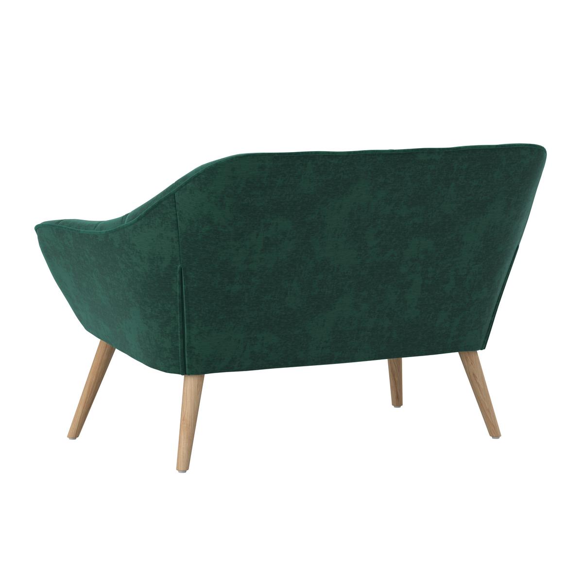 Dvoumístná pohovka MONIQUE, zelená - zelená/přírodní barvy, Moderní, kov/dřevo (126/74/76cm) - Bessagi Home