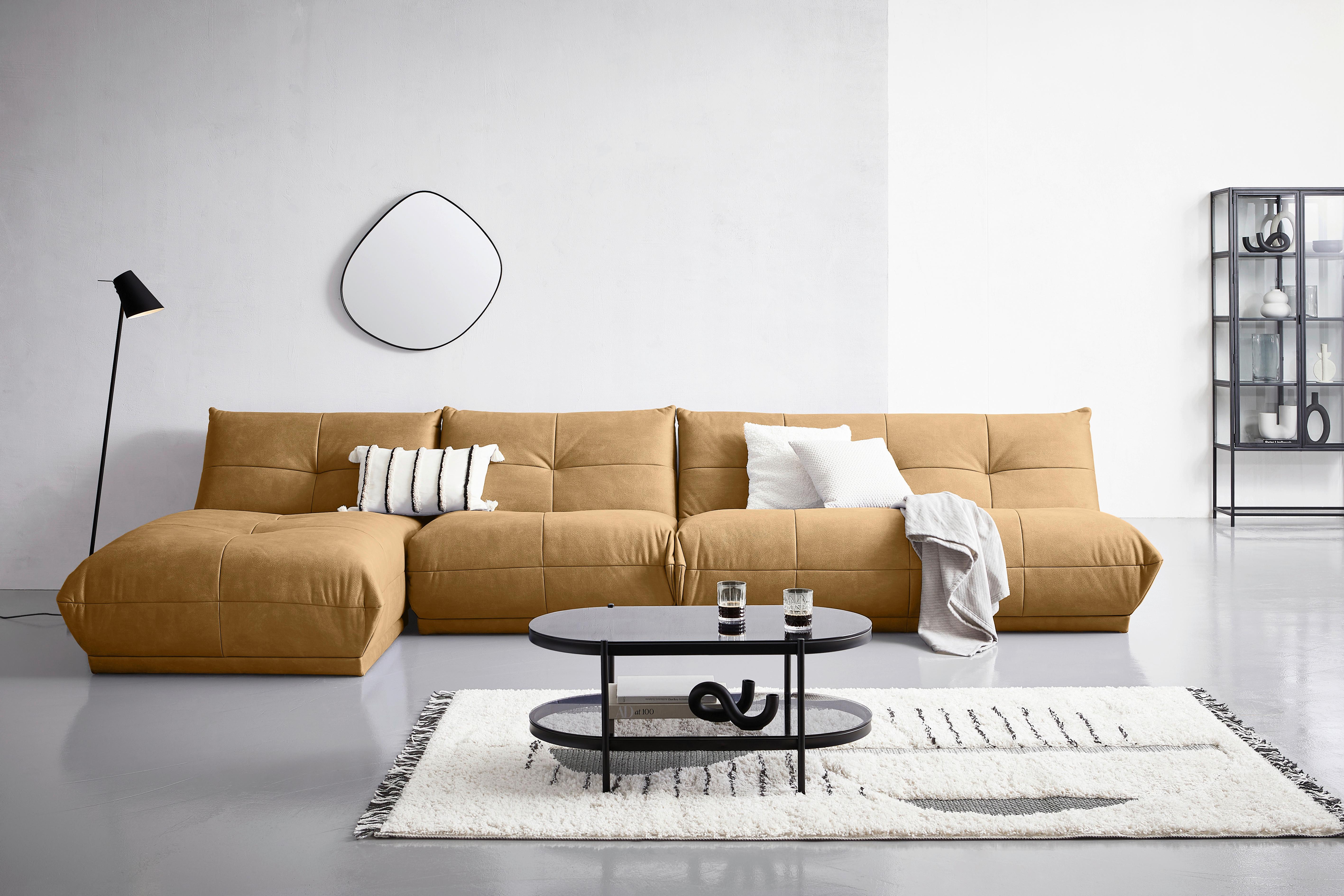 Ecksofa Giselle Hellbraun S: 185x390 Cm - Hellbraun, Trend, Textil (185/390cm) - Livetastic