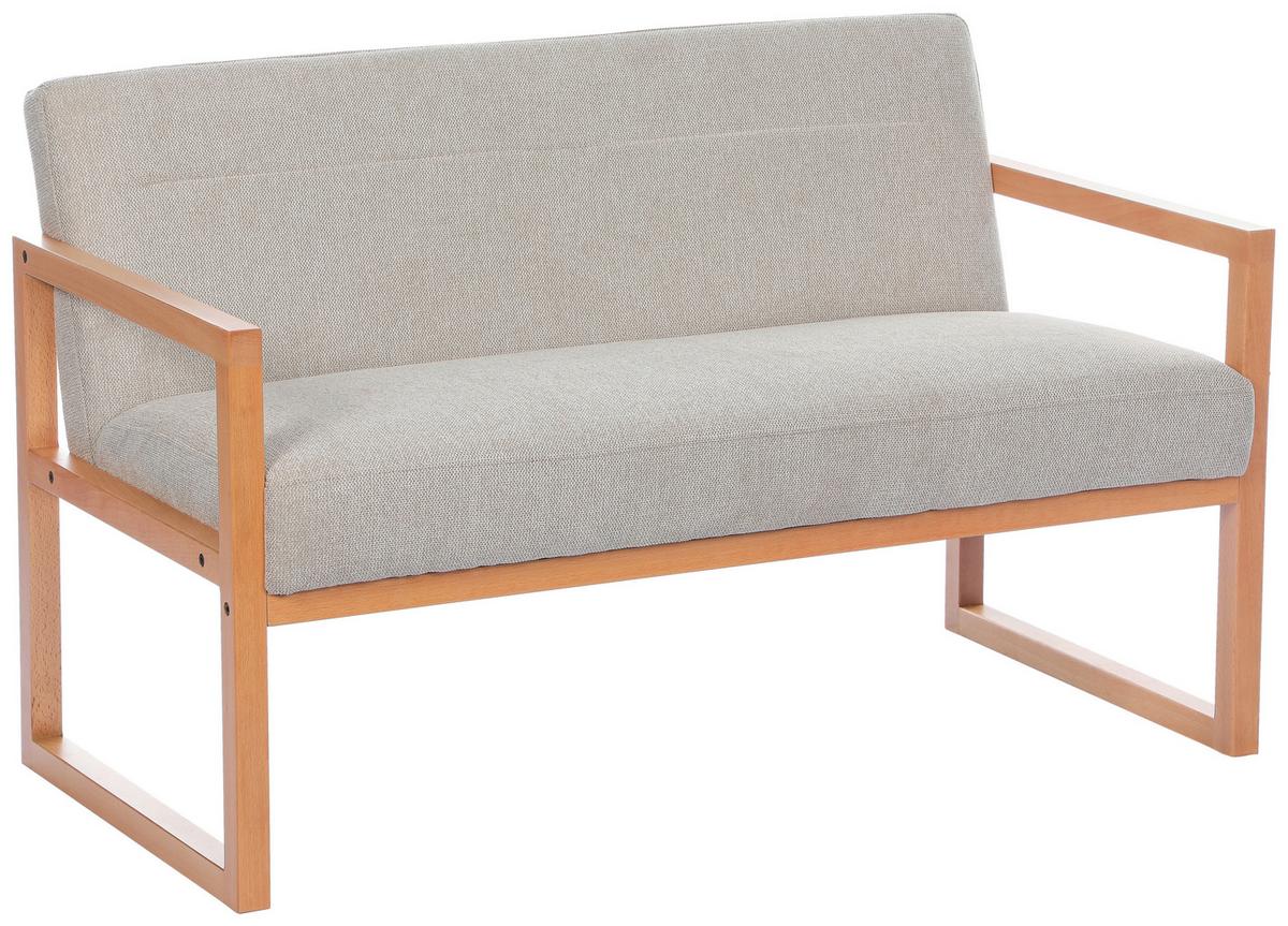Dvojmiestna pohovka MALMÖ, svetlosivá, bukový masív - prírodná farba/svetlosivá, Modern, drevo/textil (120/75/69cm) - Mömax