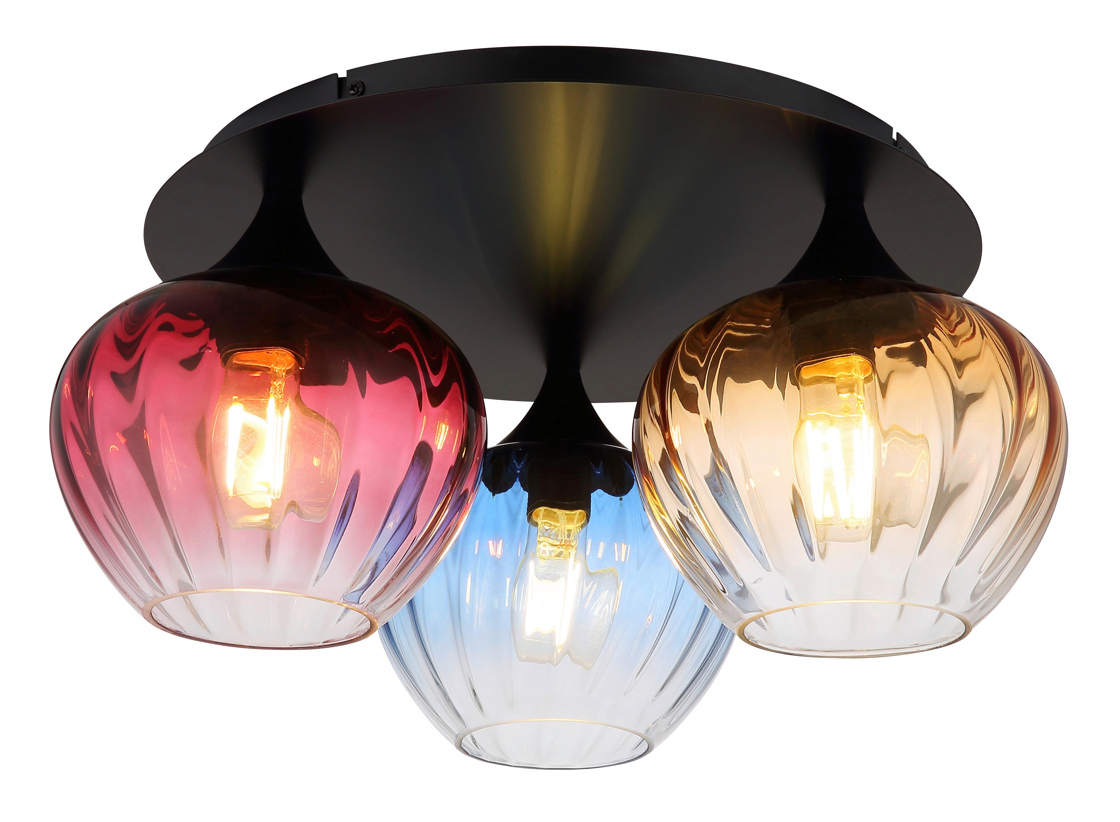 Deckenleuchte 15748-3d Sander - Klar/Schwarz, Basics, Glas/Textil (47/21,5cm) - Globo