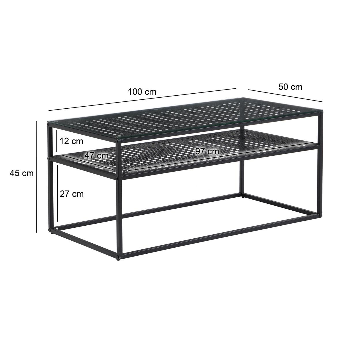 COUCHTISCH Schwarz L: 100cm - Schwarz, Design, Glas/Metall (100/50/45cm) - MID.YOU
