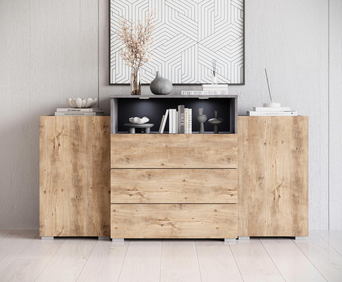 Sideboard Urban 150 Anthrazit,kastanie B: 150 Cm - Kastanieneichefarben/Anthrazit, LIFESTYLE, Holzwerkstoff (150/81/37cm) - P & B