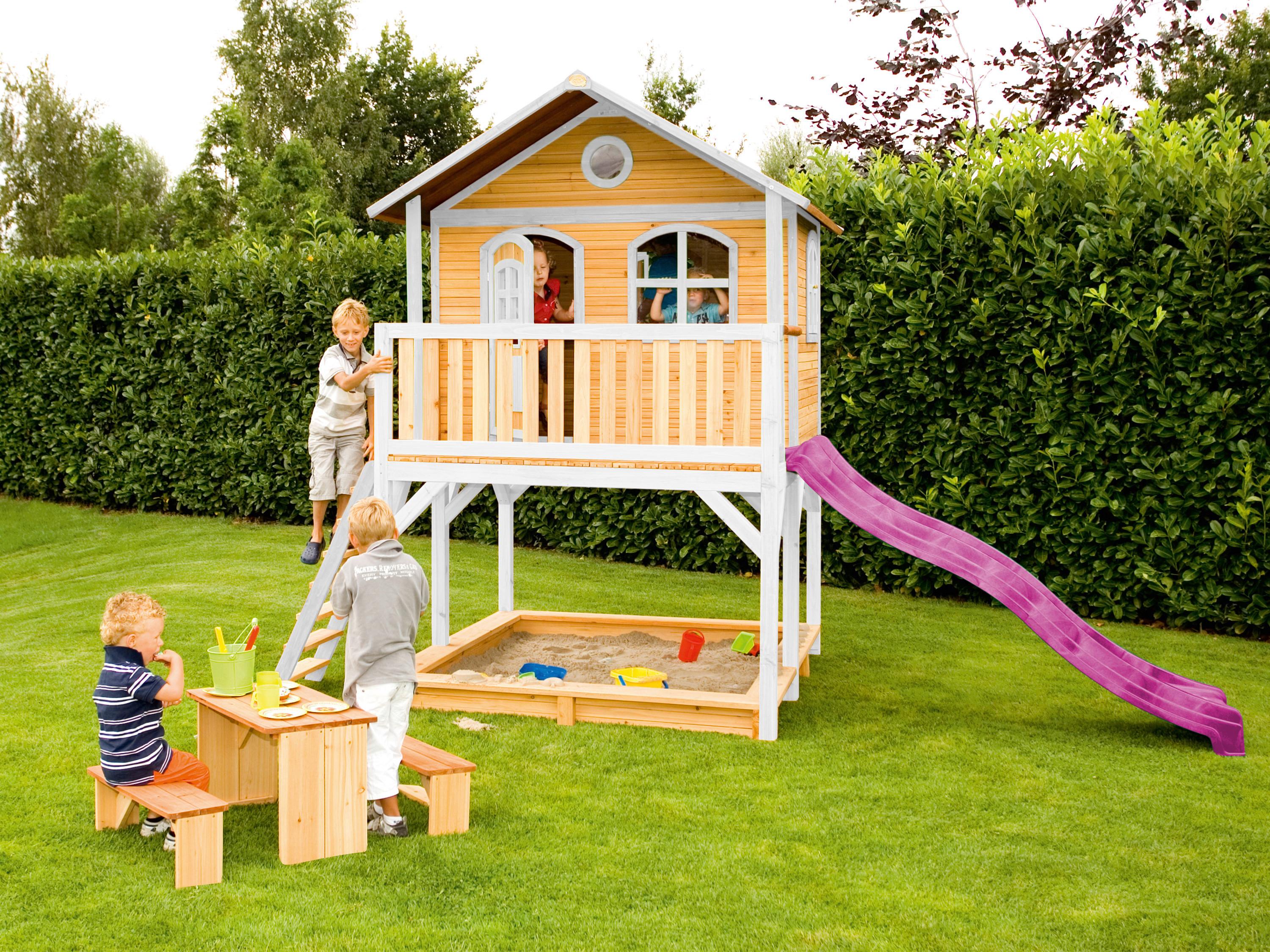 Spielhaus A030.042.41 - Lila/Braun, KONVENTIONELL, Holz (432/293/212cm) - Ambia Garden