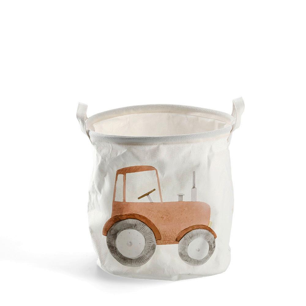 Aufbewahrungskorb Traktor weiß, ca. 30x30 cm - Weiß, MODERN, Kunststoff/Textil (30/30/30cm)