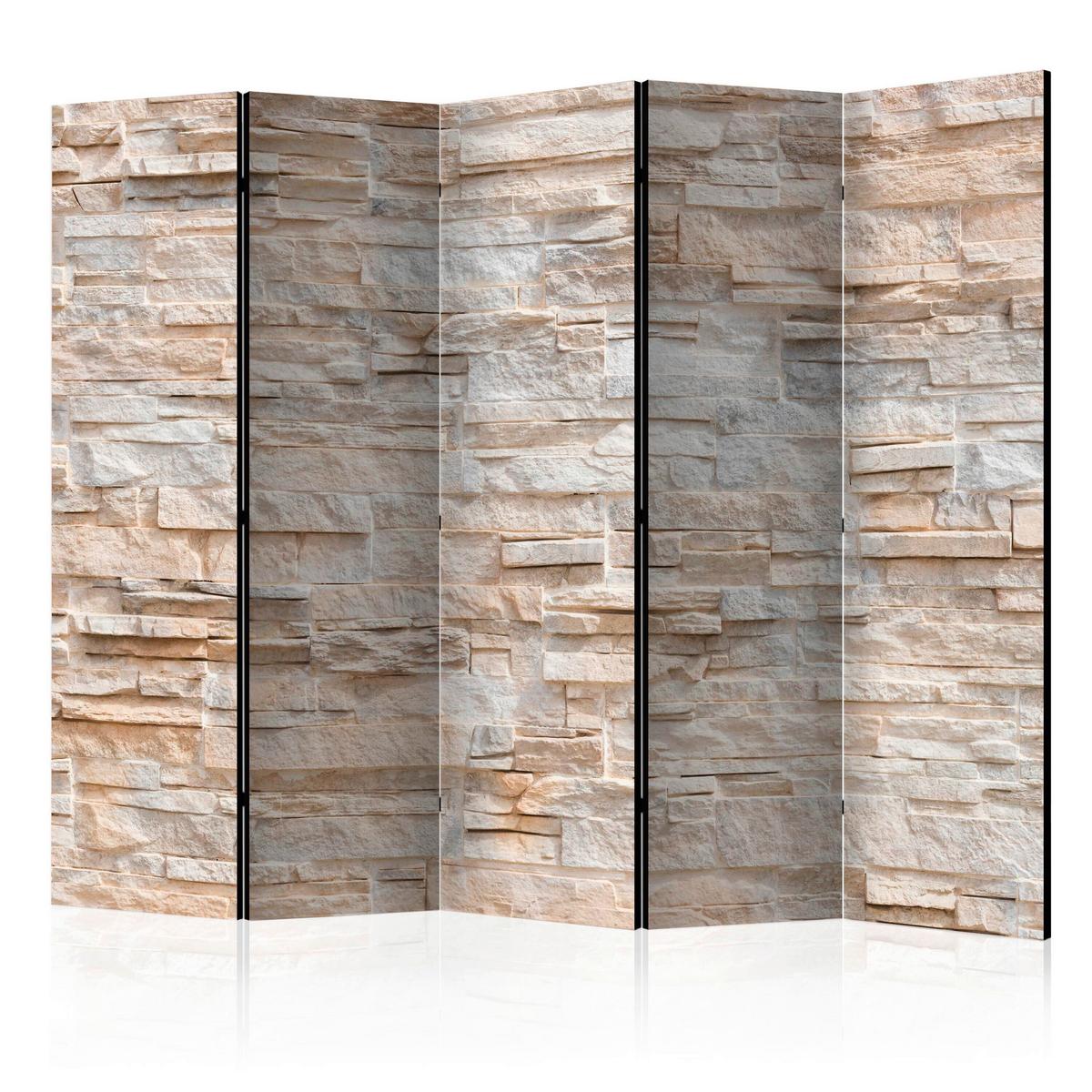Paravent Weiß Beige B: 225 Cm - Beige/Weiß, Basics, Holz/Kunststoff (225/172/3cm) - artgeist