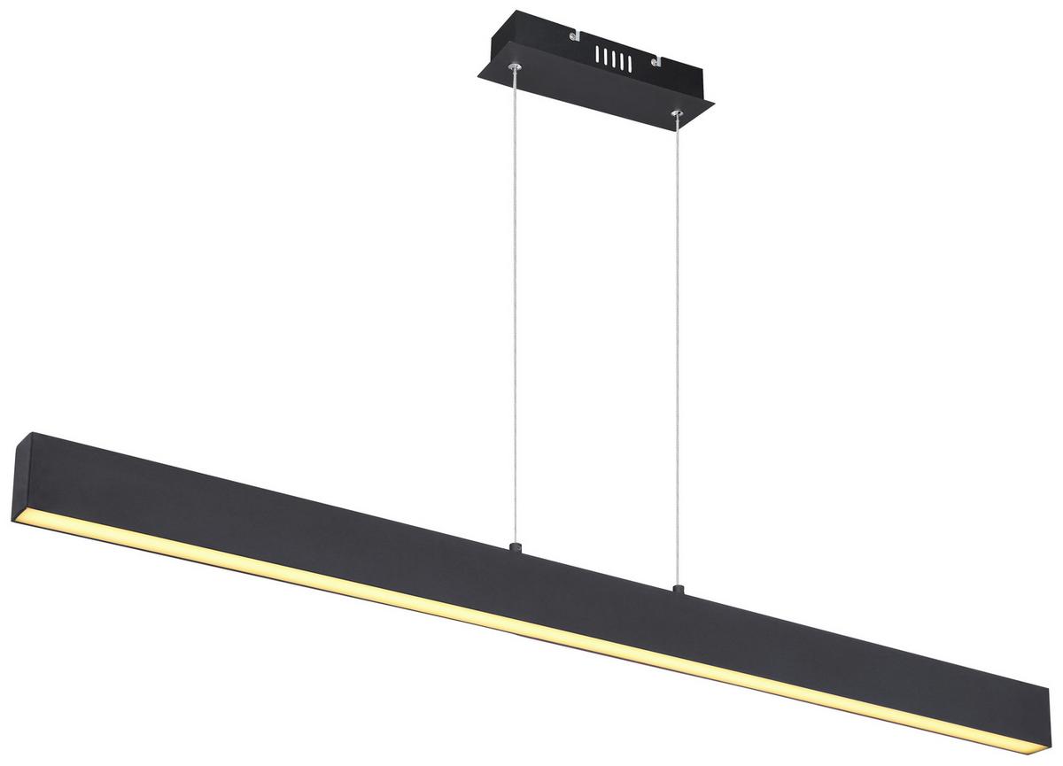LED-Hängeleuchte Verena H: 120 cm 1-Flammig, dimmbar - Opal/Schwarz, Design, Kunststoff/Metall (121/8/120cm) - Globo
