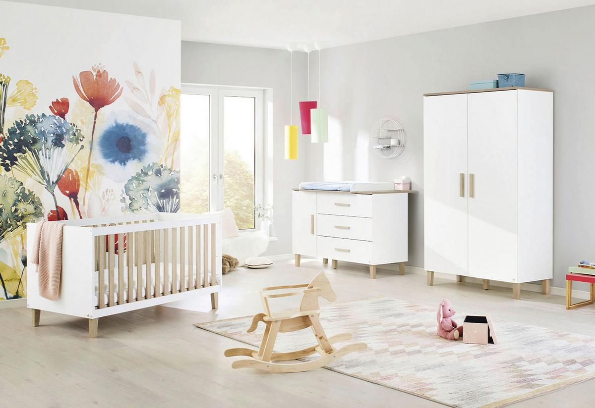 Babyzimmer 100032x Lumi - Eichefarben/Weiß, Design, Holzwerkstoff (145/77/84cm) - Pinolino