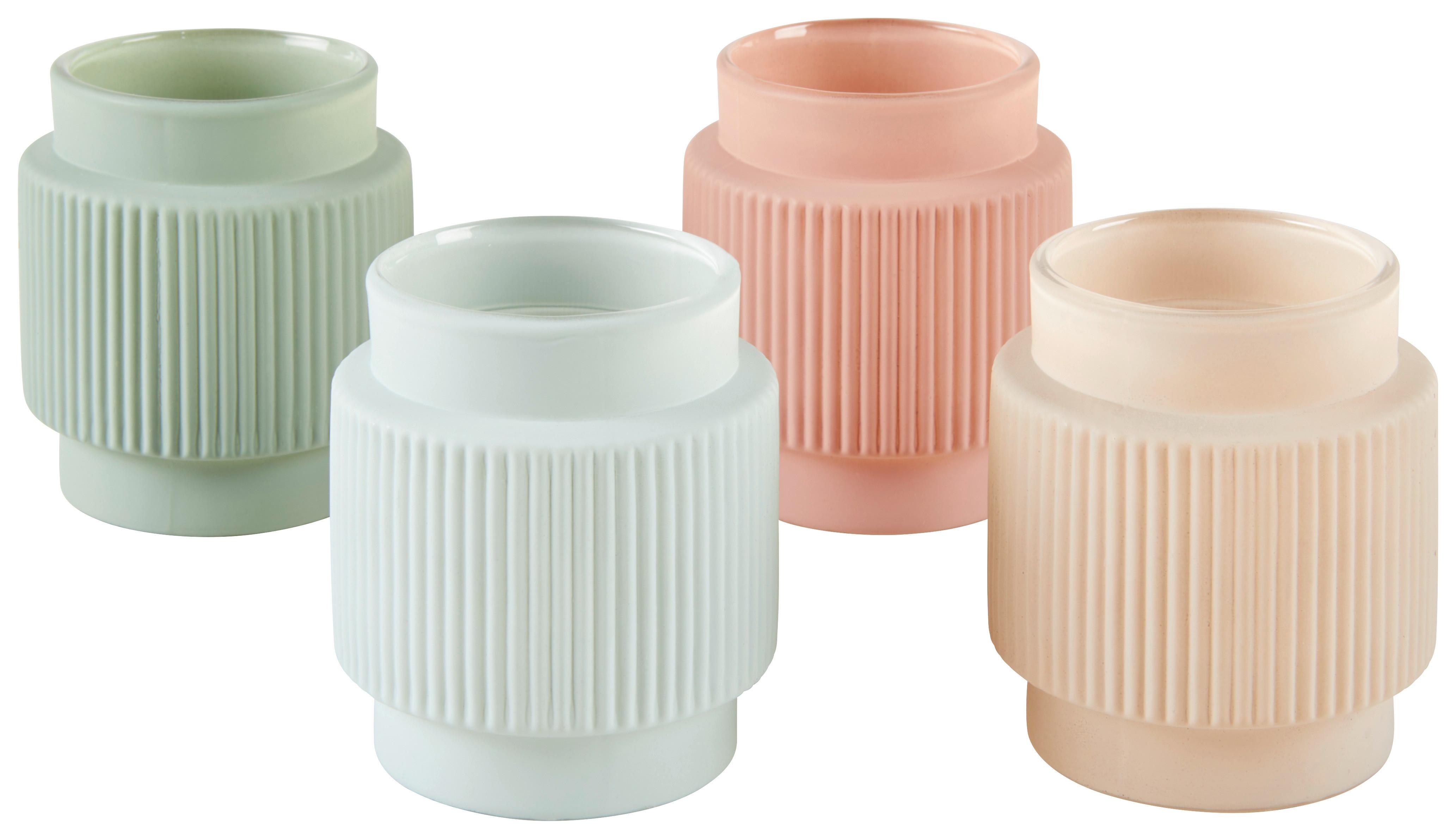 Mécsestartó Windlicht Gladys - bézs/halvány rózsaszín, Basics, Üveg (7,1/7,1/8cm)