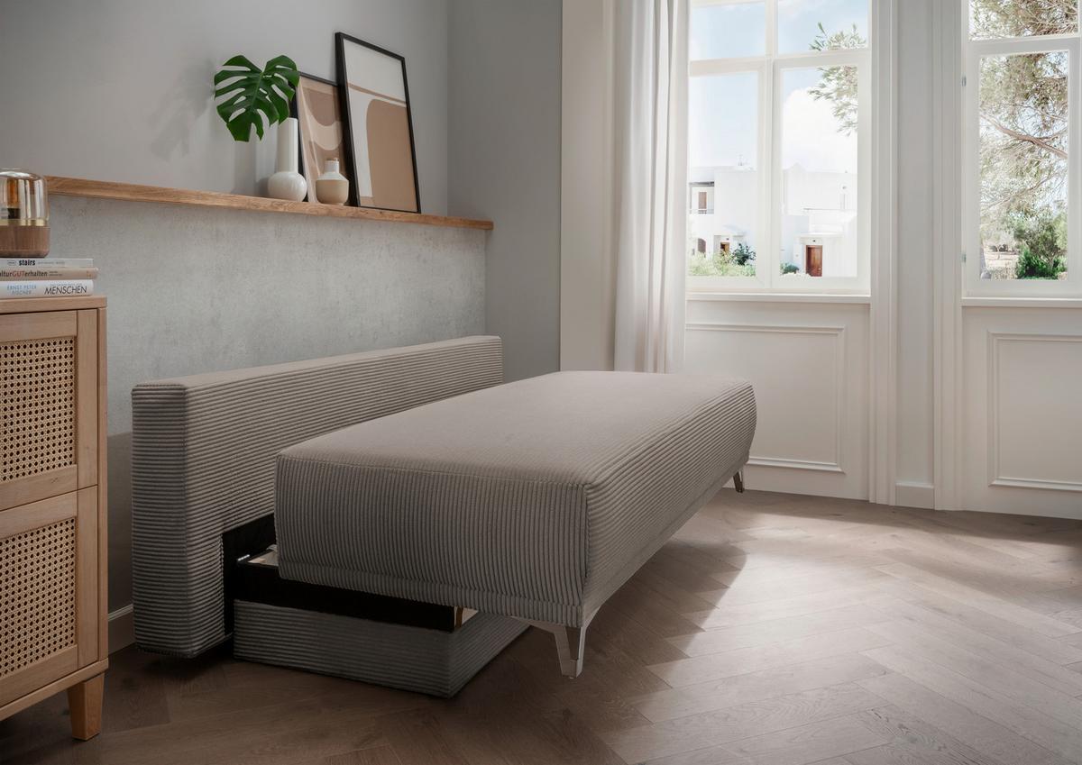 Schlafsofa Ari Graubraun Cord, B: 198 Cm - Chromfarben/Graubraun, MODERN, Textil (198/90/100cm) - Livetastic
