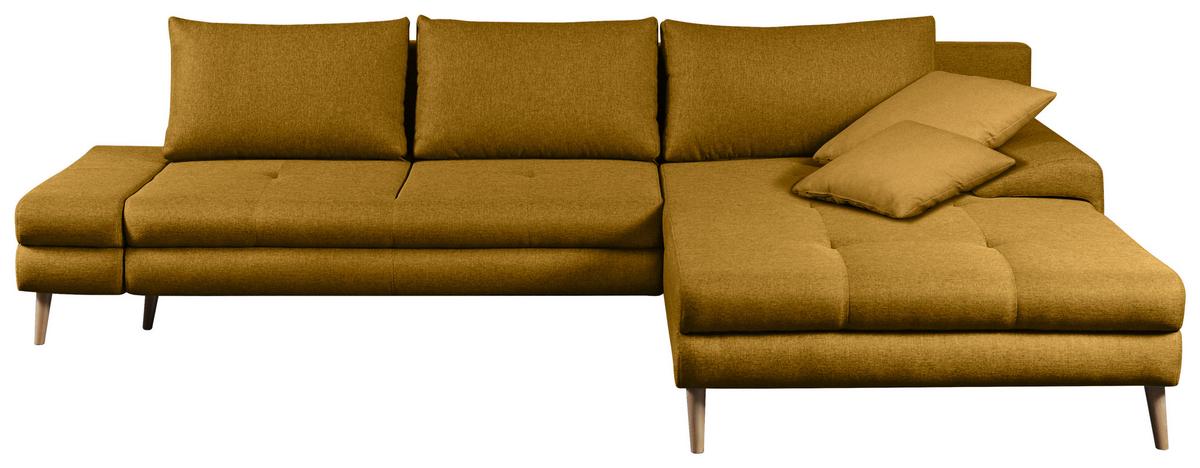 Ecksofa Mit Schlaffunktion Floby Stauraum Gelb - Gelb/Erlefarben, Trend, Textil (313/215cm) - MID.YOU