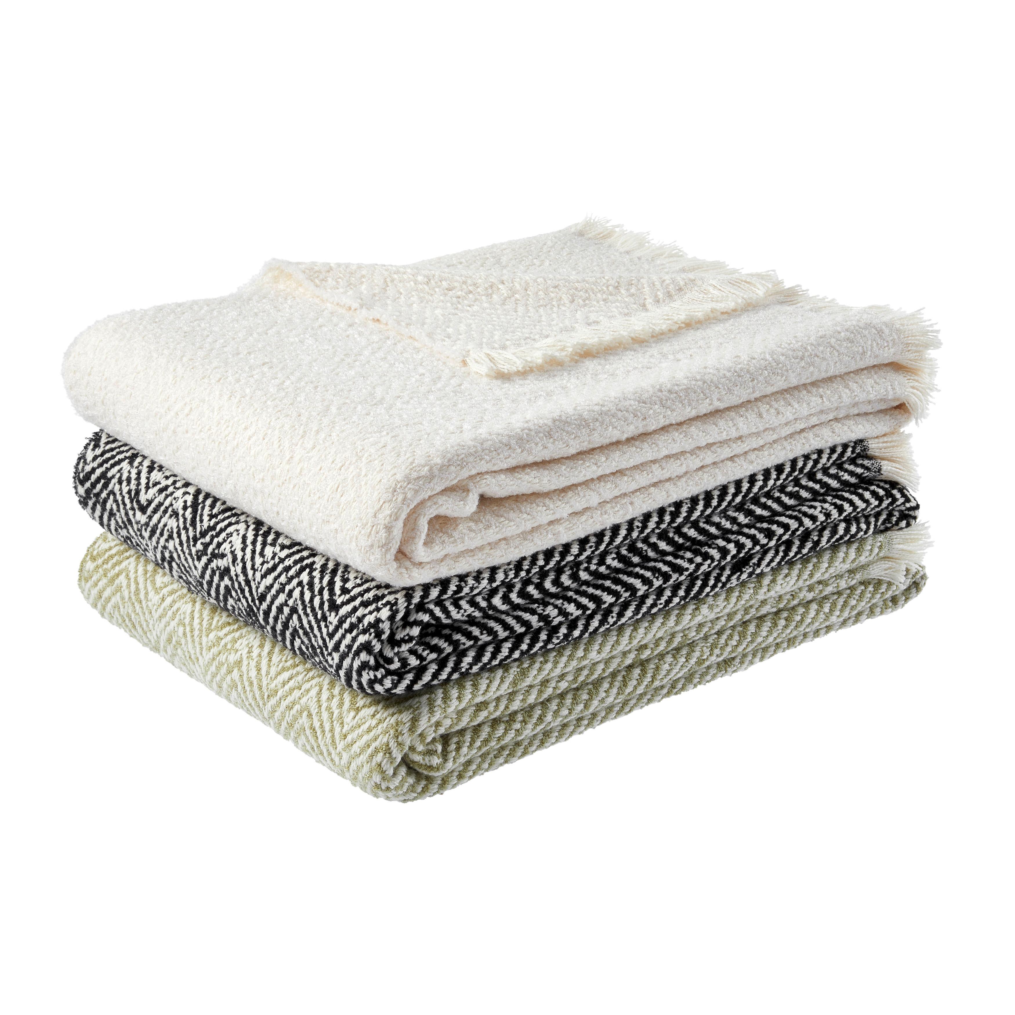Mäkká deka Chevron, 130/170cm - biela/zelená, Modern, textil (130/170cm) - Modern Living