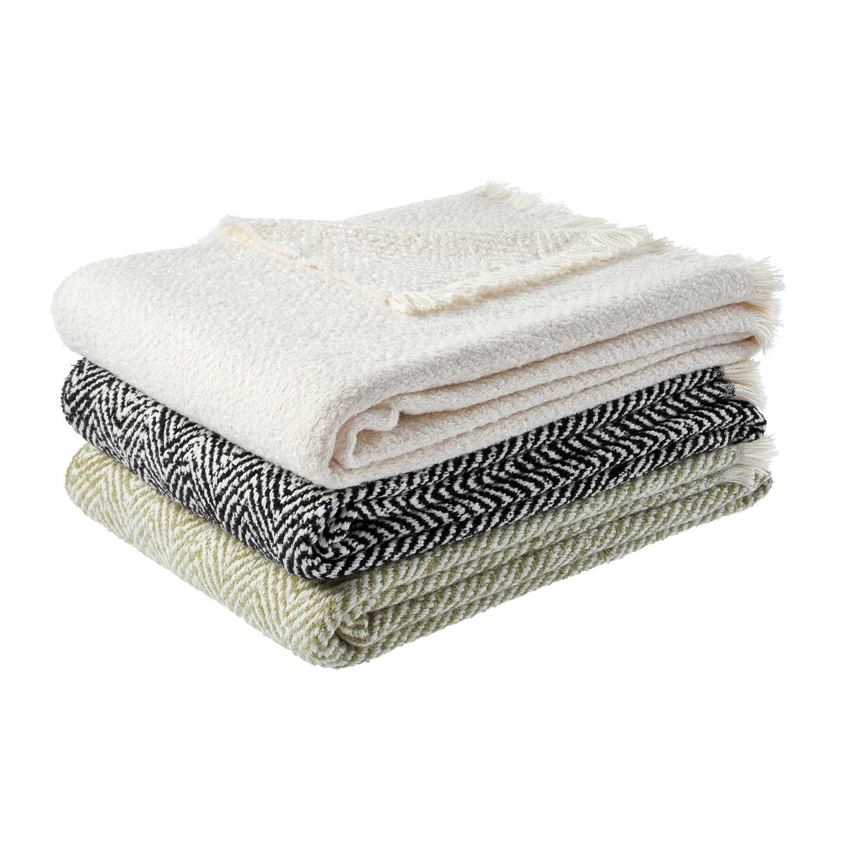 Měkká deka Chevron, 130/170cm - bílá/zelená, Moderní, textil (130/170cm) - Modern Living