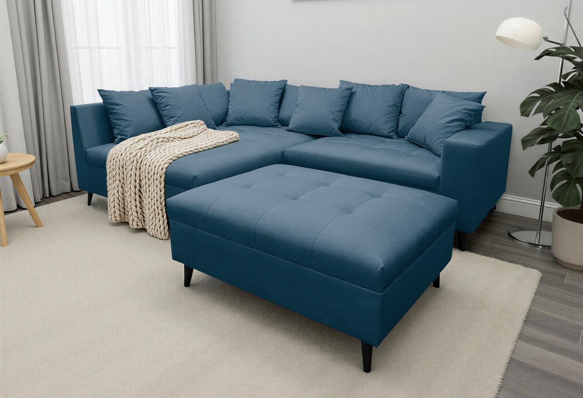 Ecksofa Pruno Dunkelblau S: 174x247 Cm - Schwarz/Dunkelblau, Design, Textil (174/247cm) - MID.YOU