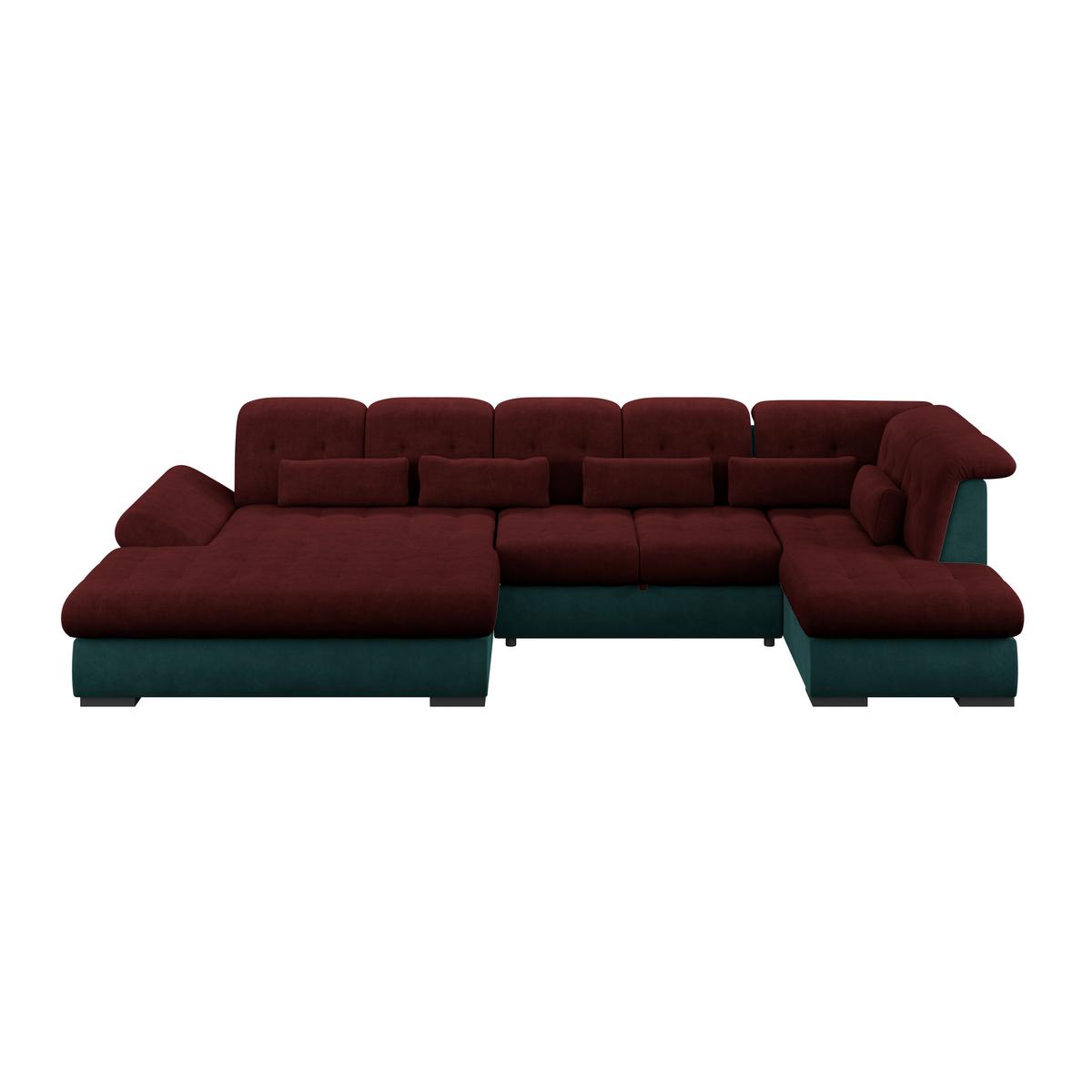 Wohnlandschaft Madera Rubinrot S: 358x212 Cm - Türkis/Rot, KONVENTIONELL, Kunststoff/Textil (190/358/212cm)