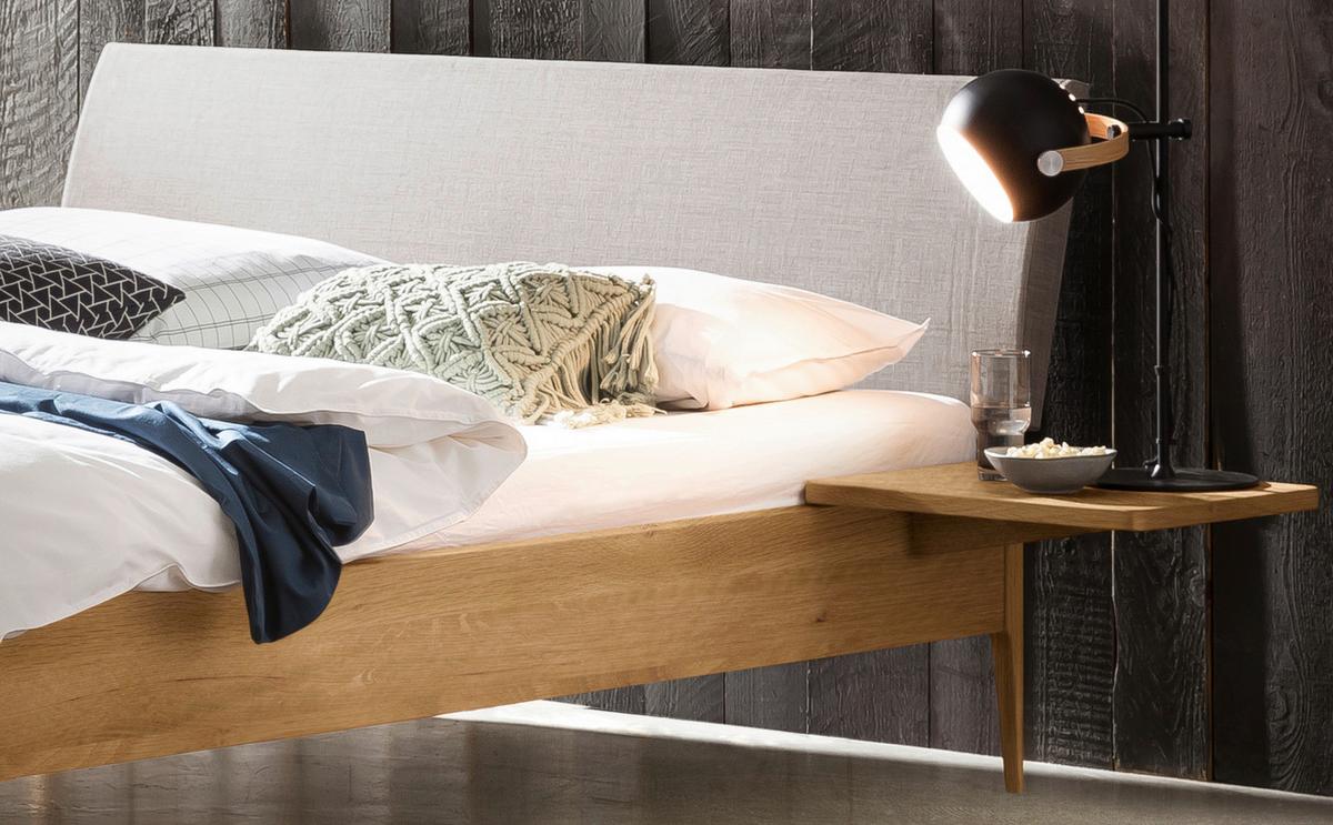 Bett Fanano, Wildeiche 140x200 Cm - Wildeiche/Hellgrau, KONVENTIONELL, Holz/Textil (140/200cm) - Hasena