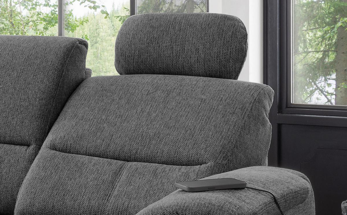 Ecksofa Mit Stauraum Parole Anthrazit Chenille - Chromfarben/Anthrazit, KONVENTIONELL, Textil (184/231cm) - Livetastic