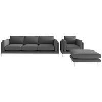 Sitzgarnitur Austin - Edelstahlfarben/Anthrazit, Design, Textil - Livetastic