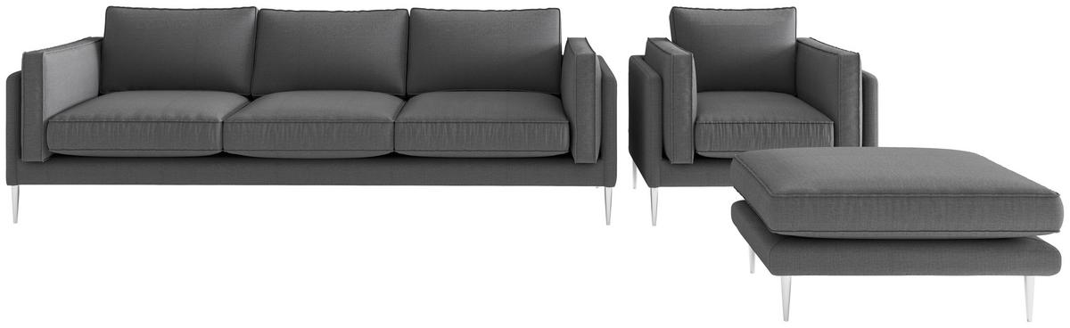 Sitzgarnitur Austin - Edelstahlfarben/Anthrazit, Design, Textil - Livetastic