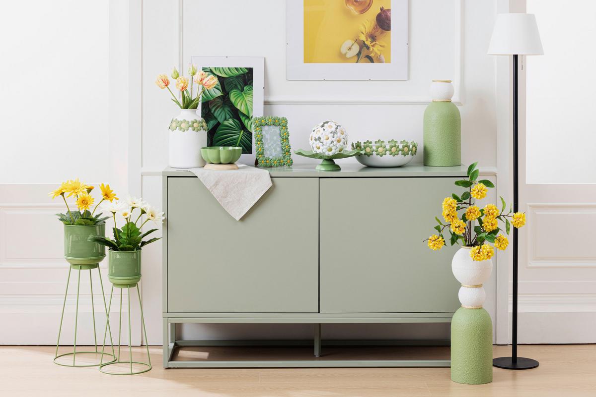 Vase Willibald - Goldfarben/Weiß, KONVENTIONELL, Metall (15/34,5cm) - Luca Bessoni