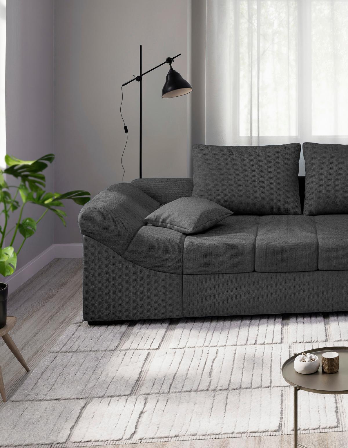 Eckschlafsofa Alvito Anthrazit S: 298x202 Cm - Anthrazit/Schwarz, MODERN, Textil (298/202cm) - MID.YOU
