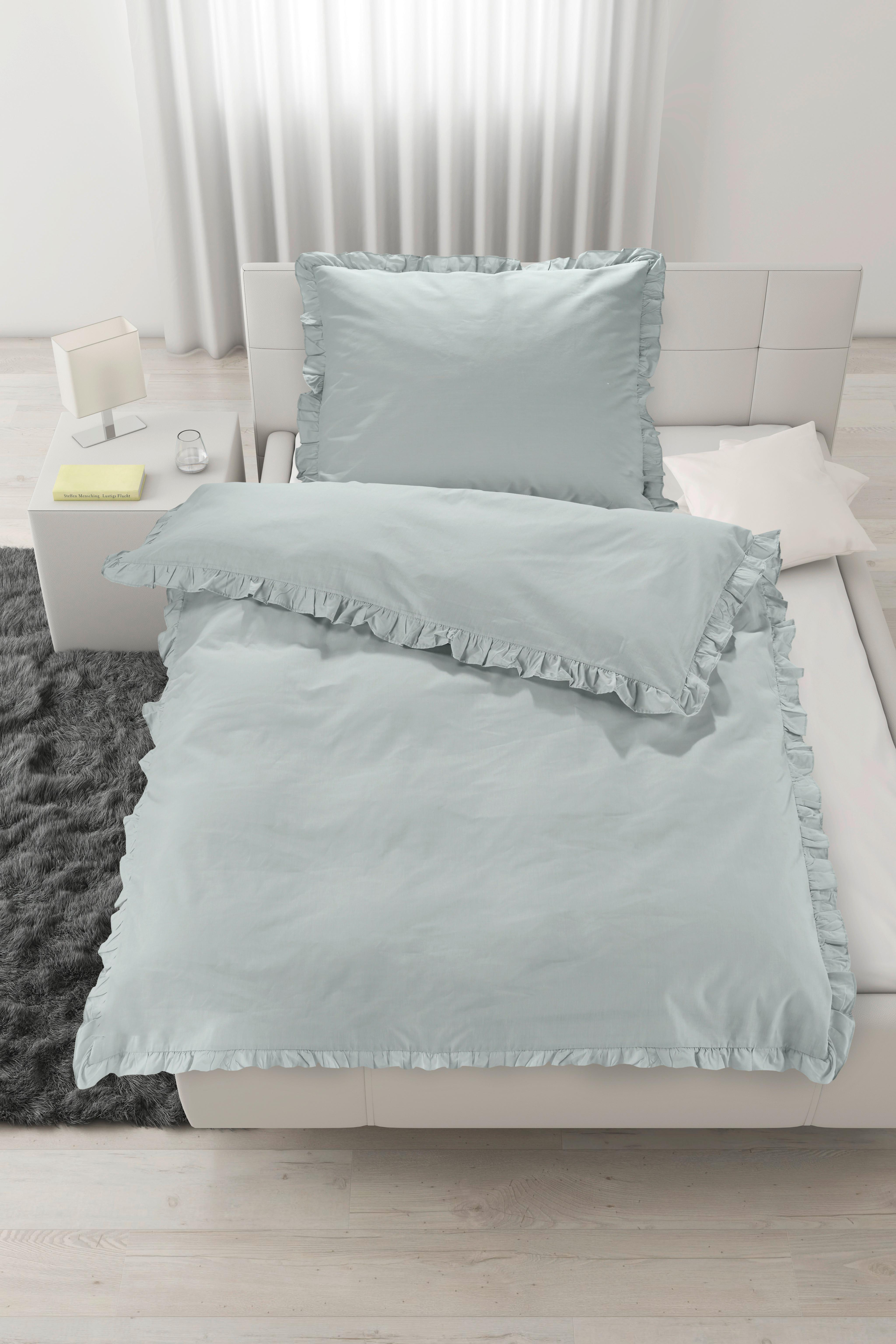 Posteľná bielizeň Ruschen, 70/90 140/200cm - šalviovozelená, Romantik / Landhaus, textil (140/200cm) - Modern Living