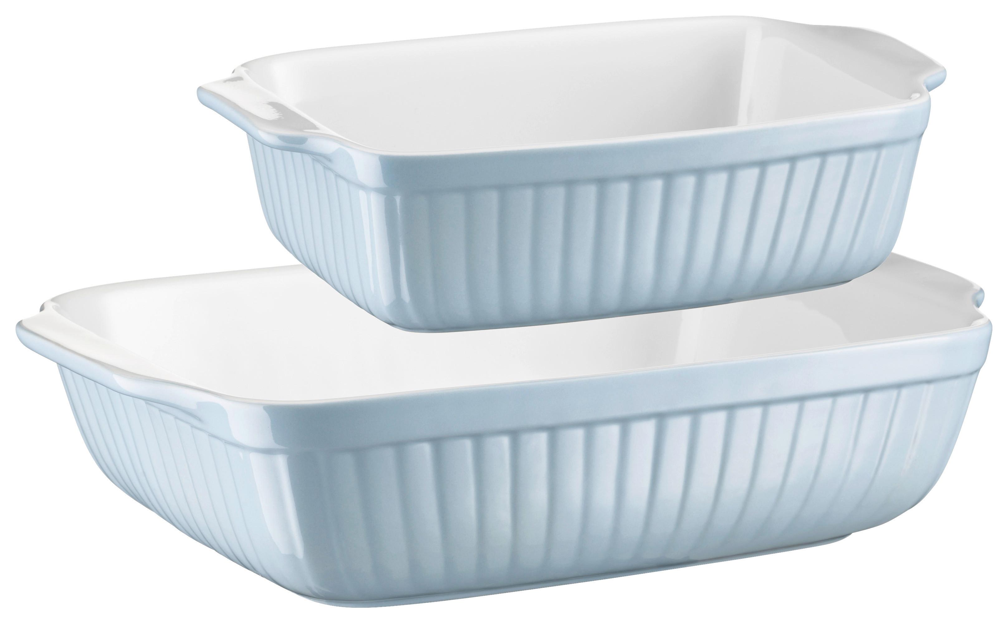 Auflaufform Keramik 2er-Set Hellblau rechteckig - Hellblau, Basics, Keramik (33/8/24cm) - Mäser