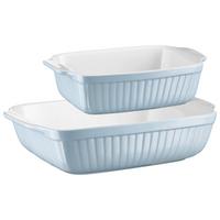 Auflaufform Keramik 2er-Set Hellblau rechteckig - Hellblau, Basics, Keramik (33/8/24cm) - Mäser