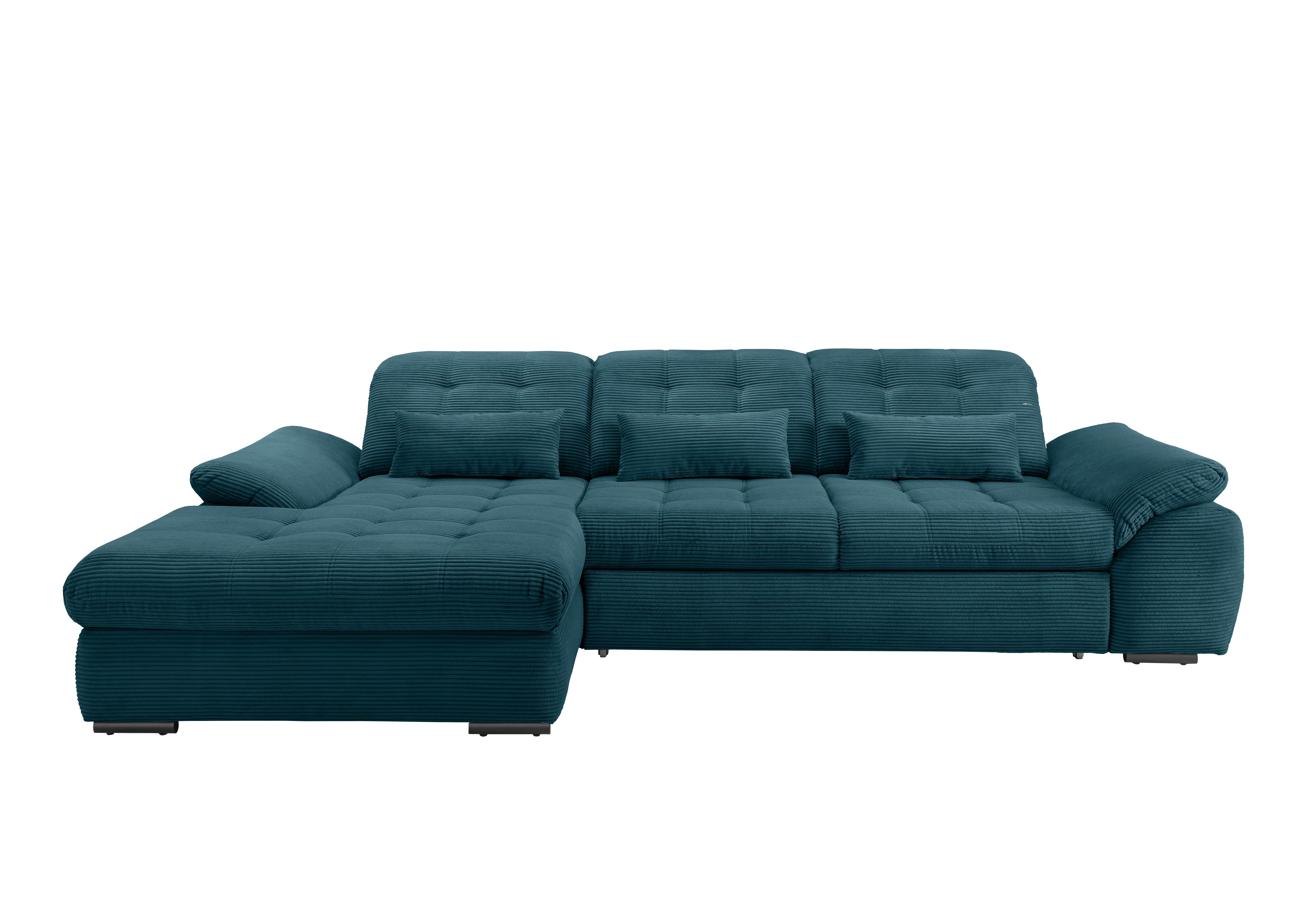 Ecksofa mit Bettkasten Rigatti Petrol S: 184x314 cm - Petrol/Schwarz, MODERN, Textil (184/314cm) - P & B