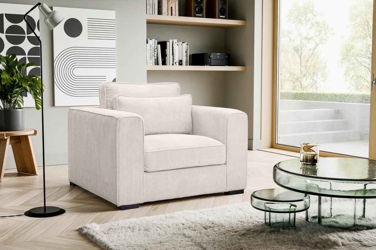 1,5-Sitzer Almera Greige B: 120cm - Greige/Schwarz, Basics, Holz/Textil (120/92/112cm) - MID.YOU