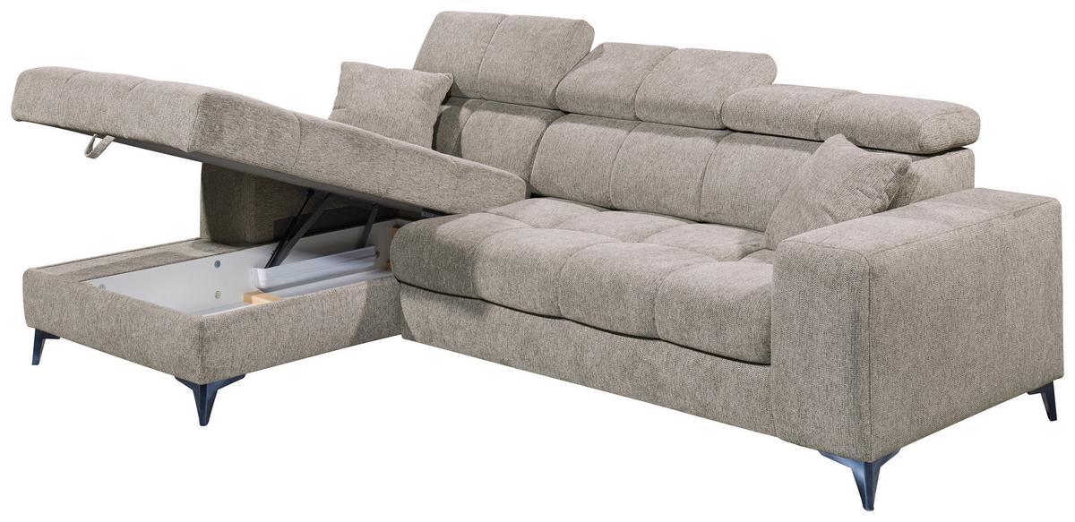 Ecksofa Sydney Graubraun S: 172/268 Cm - Graubraun/Schwarz, KONVENTIONELL, Textil (172/268cm) - MID.YOU