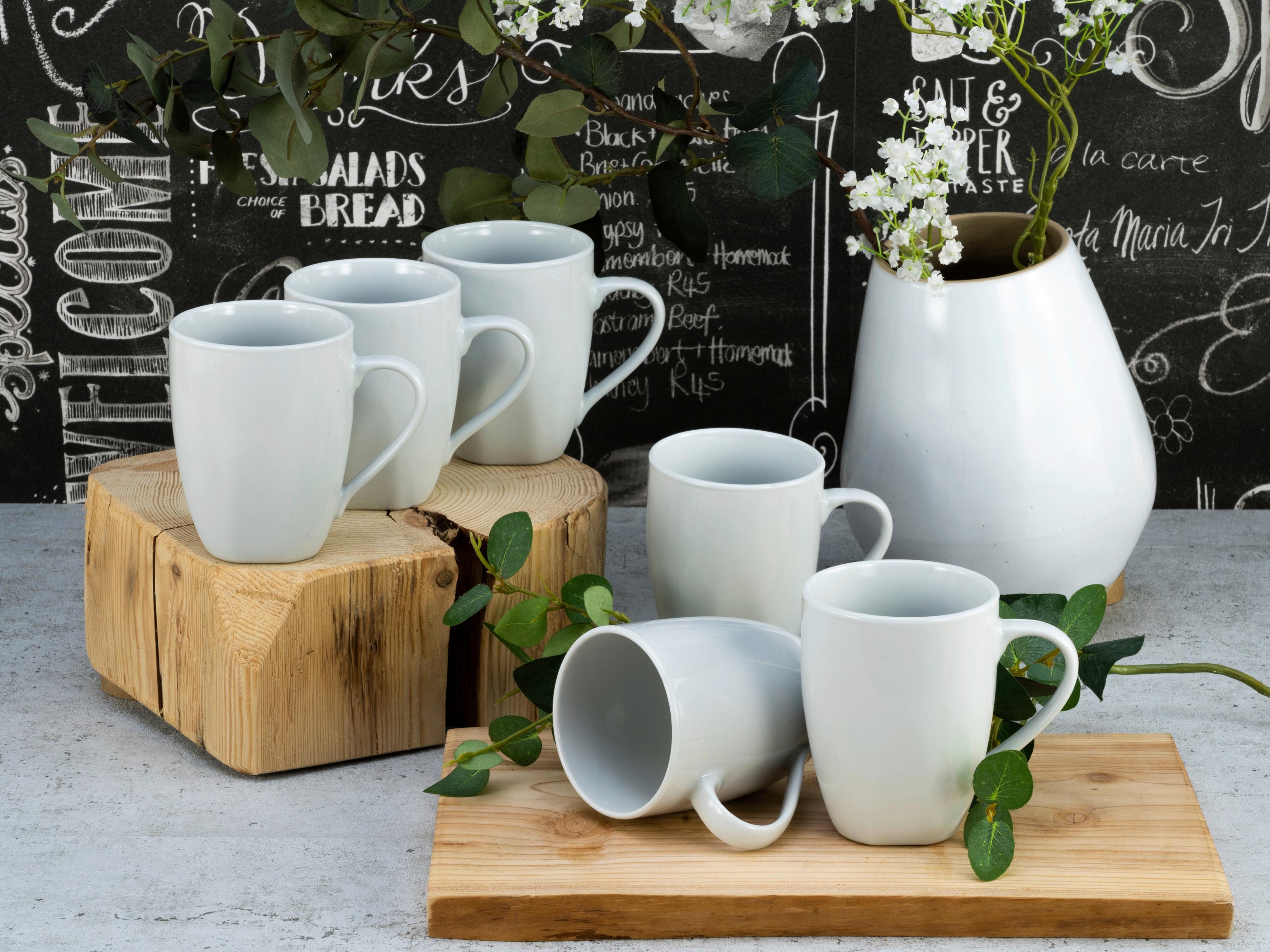 Kaffeebecher Porzellan 300 Ml 6 Stk.  Weiß - Weiß, Basics, Keramik (30,5/21/16cm) - Creatable
