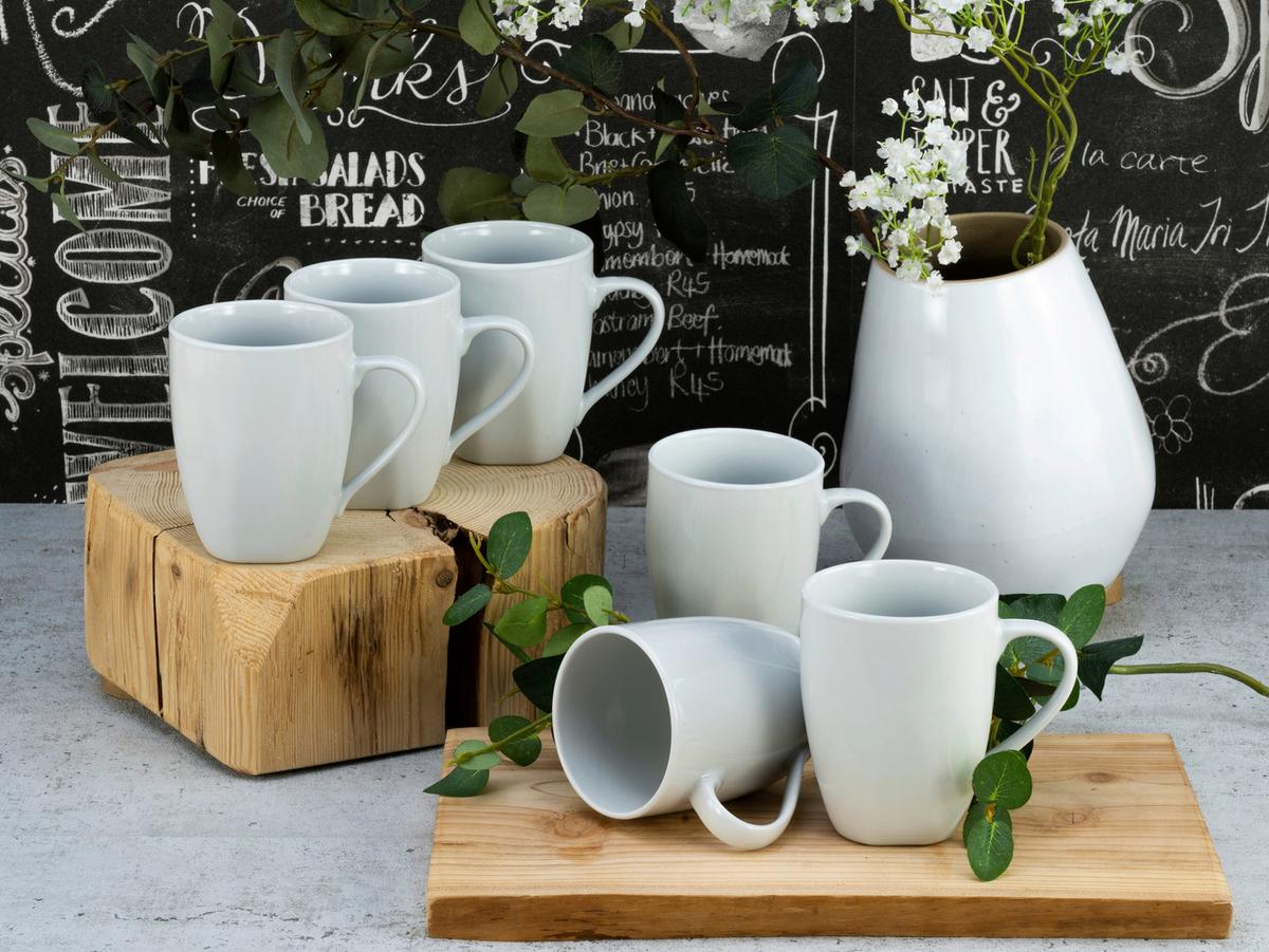 Kaffeebecher Porzellan 300 Ml 6 Stk.  Weiß - Weiß, Basics, Keramik (30,5/21/16cm) - Creatable