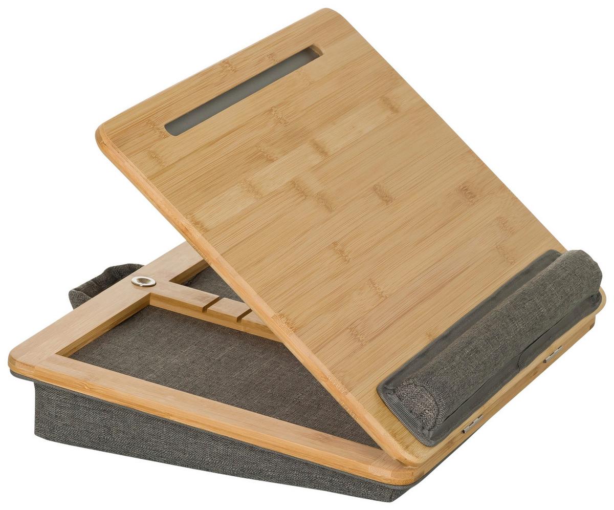 Laptopunterlage Comfilap Iii - Braun/Grau, Basics, Naturmaterialien/Textil (42/9/34cm) - MID.YOU