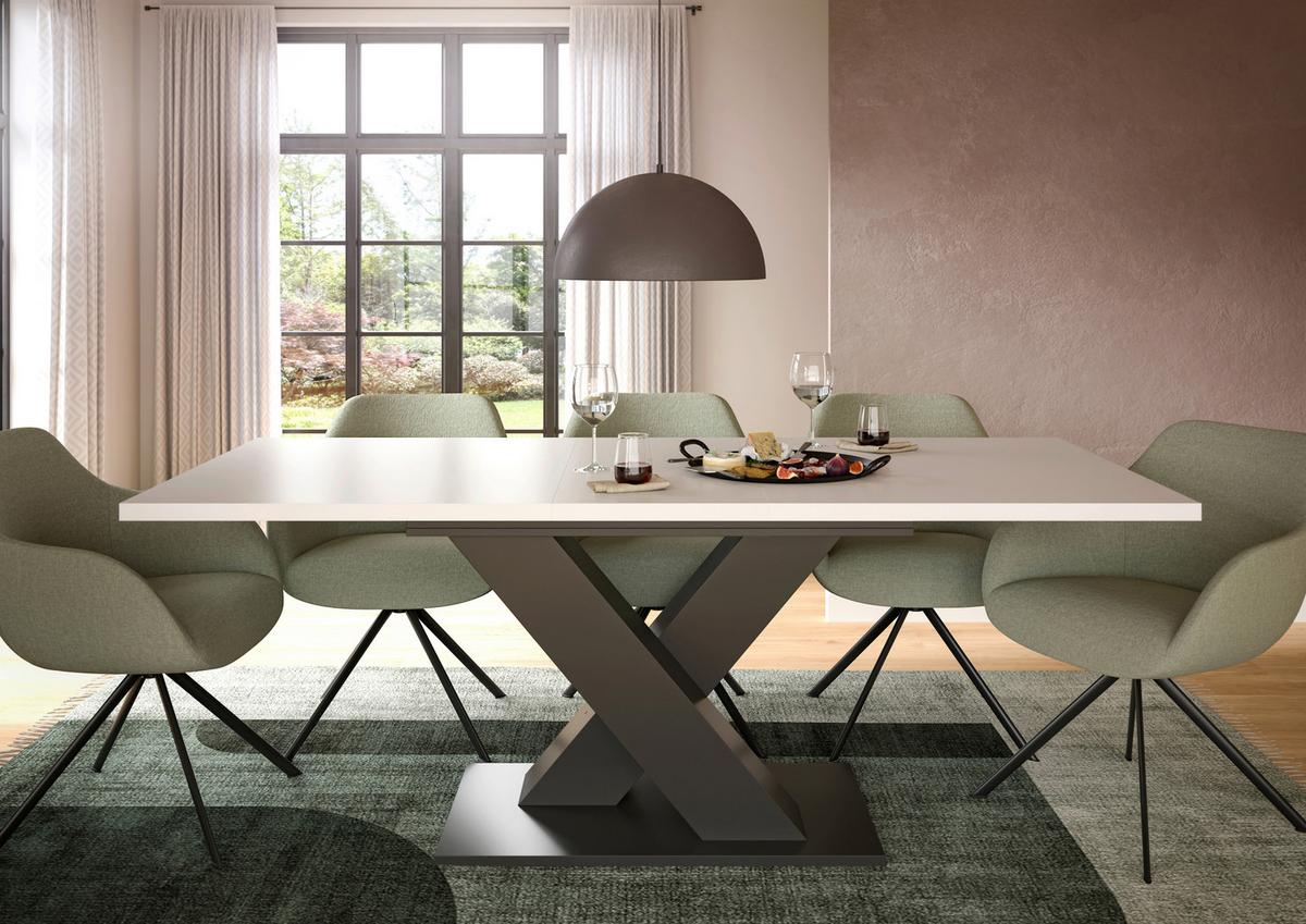 Ausziehtisch Marlon 150 Az Grau/weiß Auf 190cm Ausziehbar - Weiß/Grau, Trend, Holzwerkstoff (150-190/90/75cm)