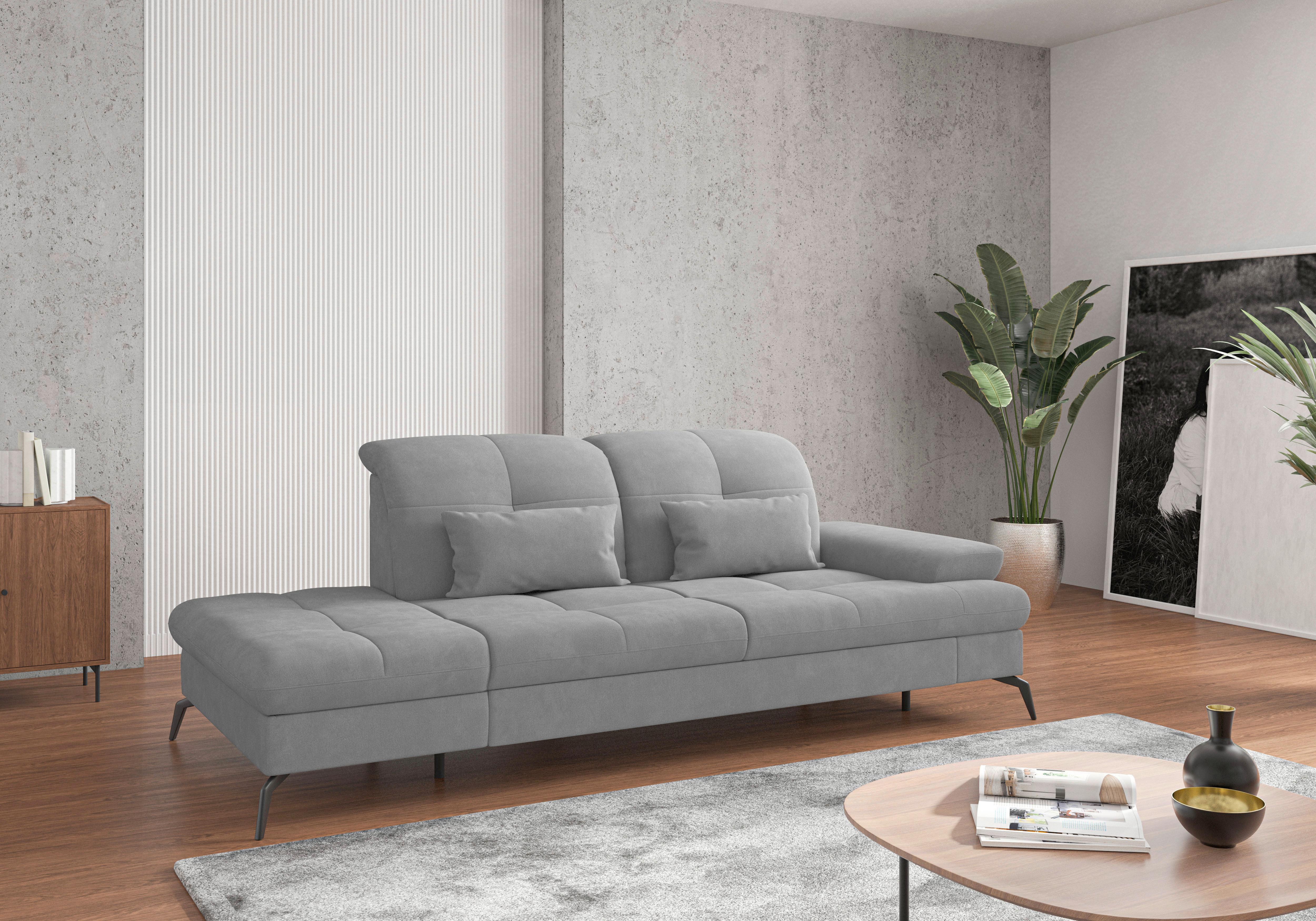 Récamiere Amica E, Grau B: 231 Cm - Schwarz/Grau, KONVENTIONELL, Textil (231/90/122cm) - Sit & More