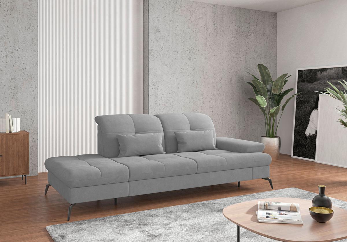 Récamiere Amica E, Grau B: 231 Cm - Schwarz/Grau, KONVENTIONELL, Textil (231/90/122cm) - Sit & More