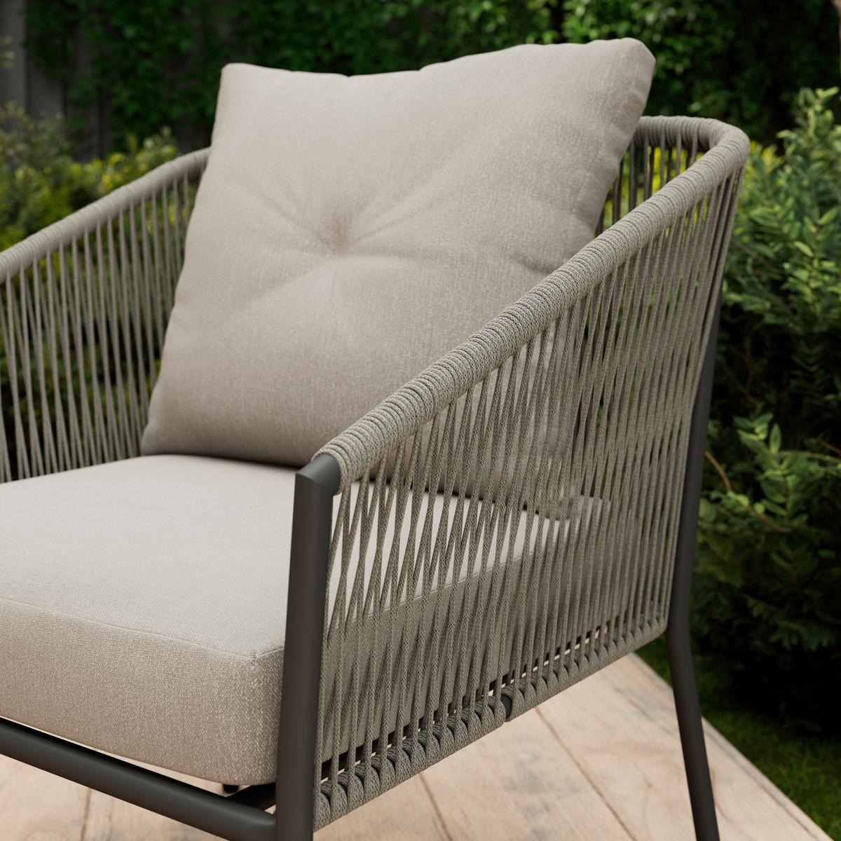 SÚPRAVA ZÁHRADNÉHO NÁBYTKU REINI - sivá/svetlosivá, Modern, kov/textil (120/74/68cm) - Mömax