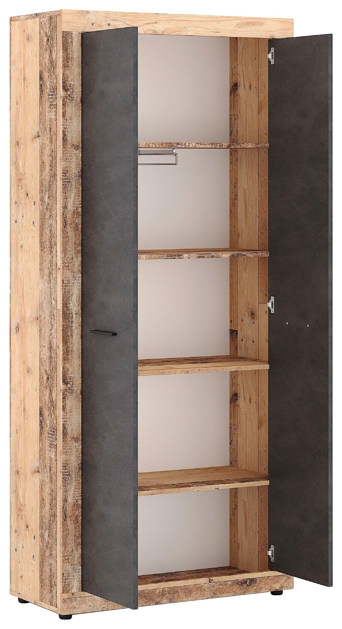 Garderobenschrank Luna Graphitfarben B: 88,9 cm - Alteiche/Schwarz, Design, Holzwerkstoff (88,9/198/40cm) - MID.YOU