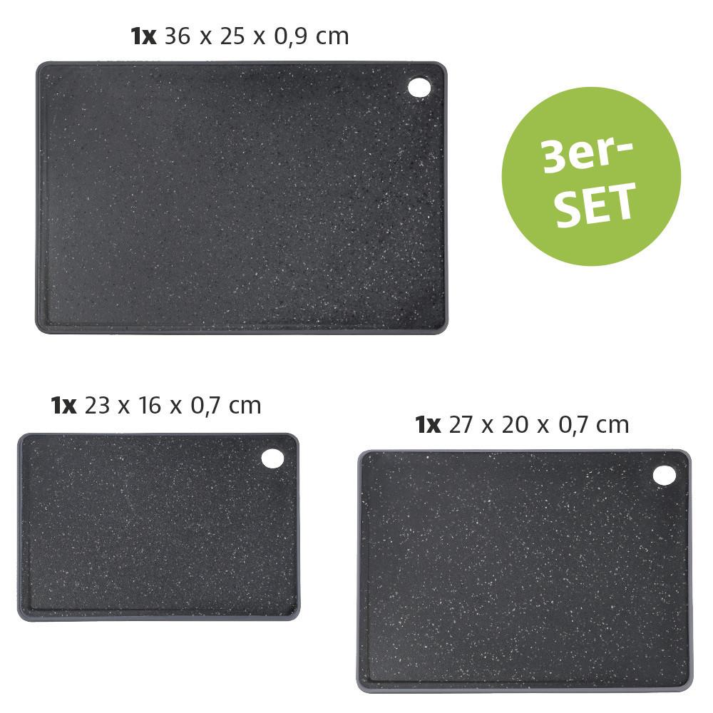 Schneidebrett-Set Schwarz 3-teilig - Schwarz, Basics, Kunststoff - Kesper