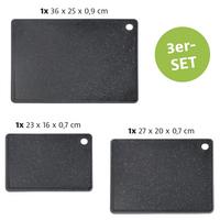 Schneidebrett-Set Schwarz 3-teilig - Schwarz, Basics, Kunststoff - Kesper