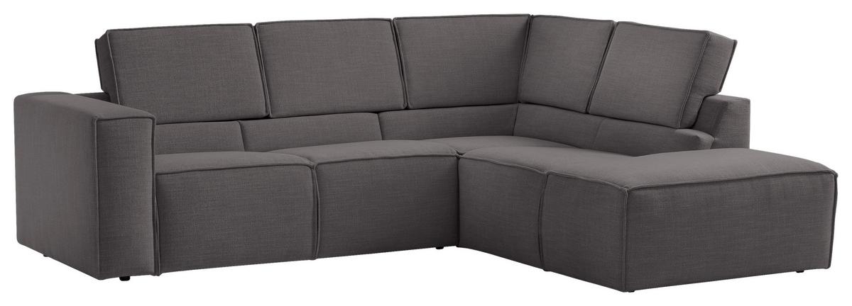 Ecksofa Dice Dunkelgrau 275x220 Cm - Dunkelgrau/Schwarz, MODERN, Textil (275/220cm) - Trendmanufaktur