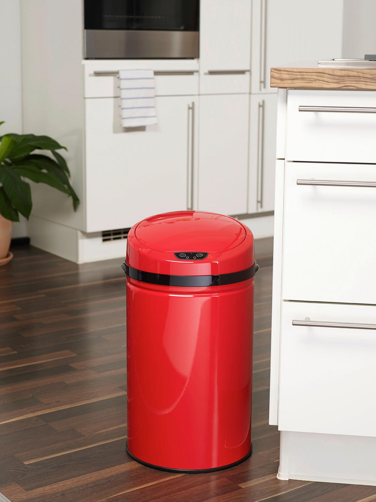 Echtwerk Abfalleimer 30 Liter Edelstahl, Rot - Rot/Schwarz, Basics, Kunststoff/Metall (30,5/56,5cm) - Echtwerk