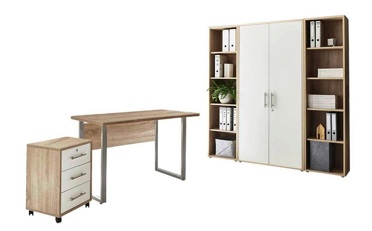 Büro Office Edition Mini Sonoma Eiche Dekor/weiß - Weiß/Sonoma Eiche, MODERN, Holzwerkstoff/Metall - MID.YOU