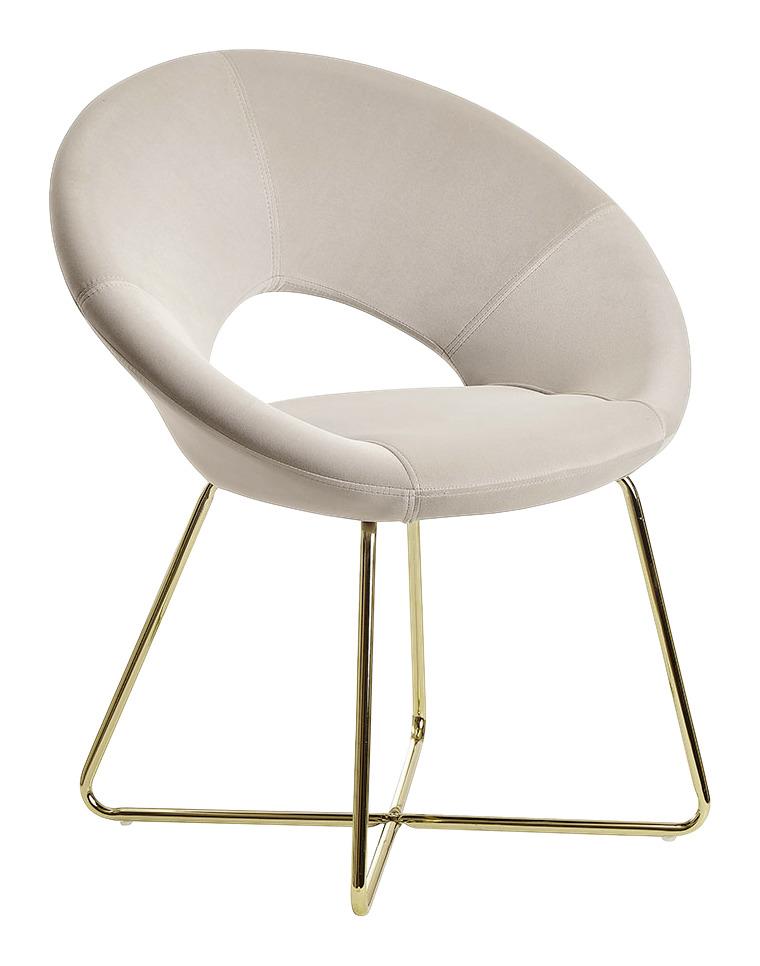 Armlehnstuhl in stylisher Optik mit goldfarbenen Metallbeinen