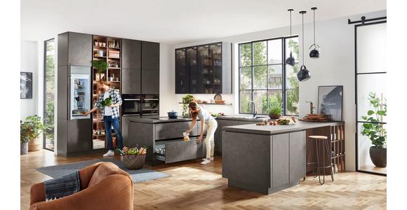 Einbauküche Riga Frei Planbar Modern, Grifflos - Eichefarben/Anthrazit, MODERN, Holzwerkstoff - Vertico