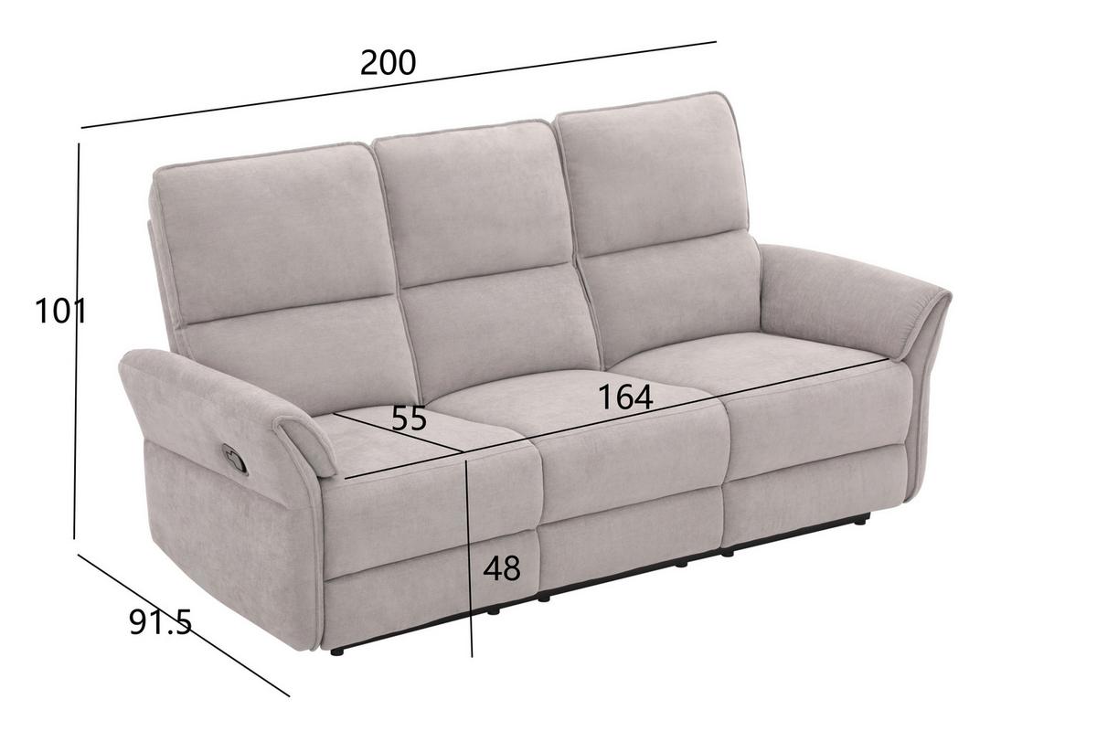 3-Sitzer-Sofa Redon Grau B: 200 cm - Schwarz/Grau, Basics, Holz/Textil (200/103/92cm) - Livetastic