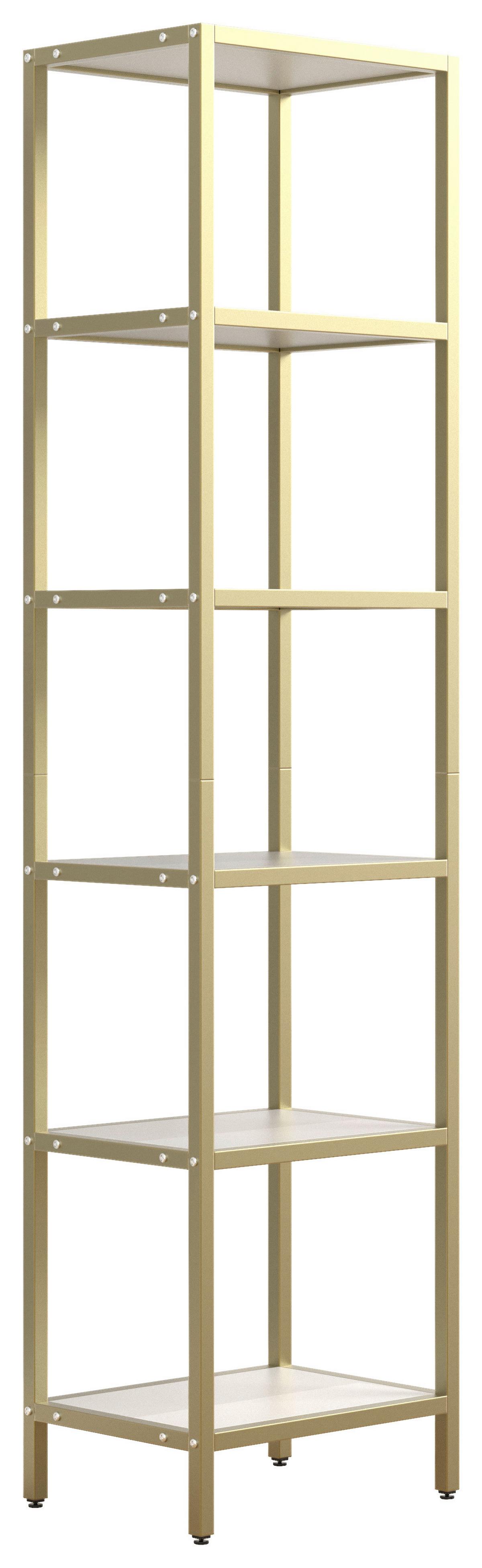 Vitrine Vinali Weiß, Goldfarben B:40cm - Goldfarben/Weiß, Design, Holzwerkstoff/Metall (40/165/30cm) - MID.YOU